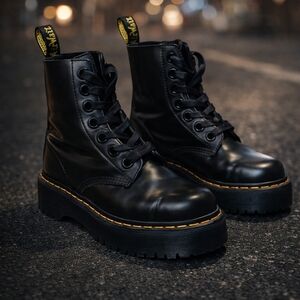 Dr. Martens MOLLY Platform Combat Boots Ribbon Laces